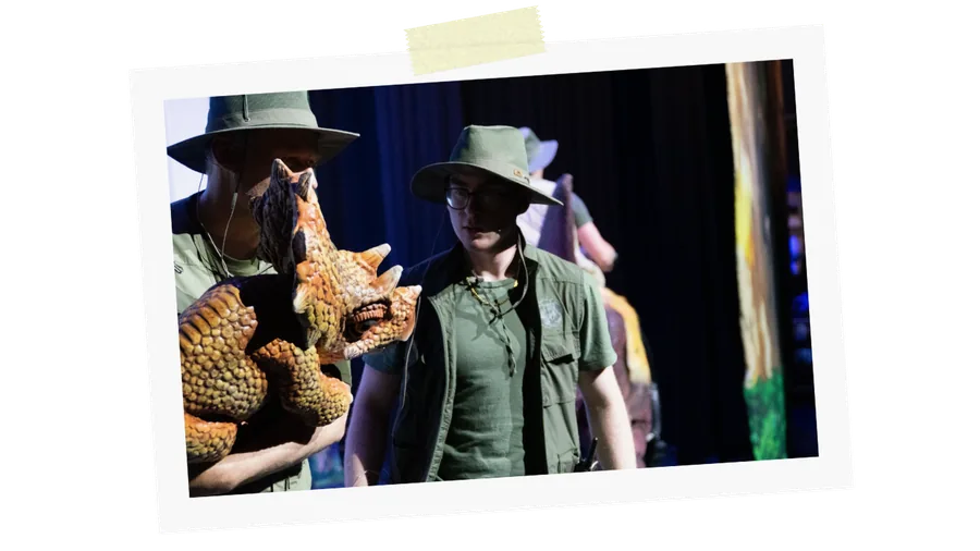 Rangers with a baby dinosaur