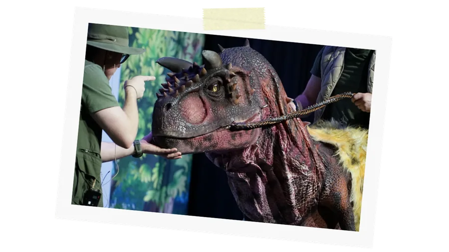 A ranger meets a dinosaur up close